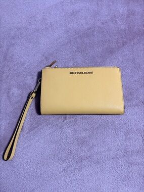 Michael Kors Yellow Saffiano Leather Wristlet Wallet